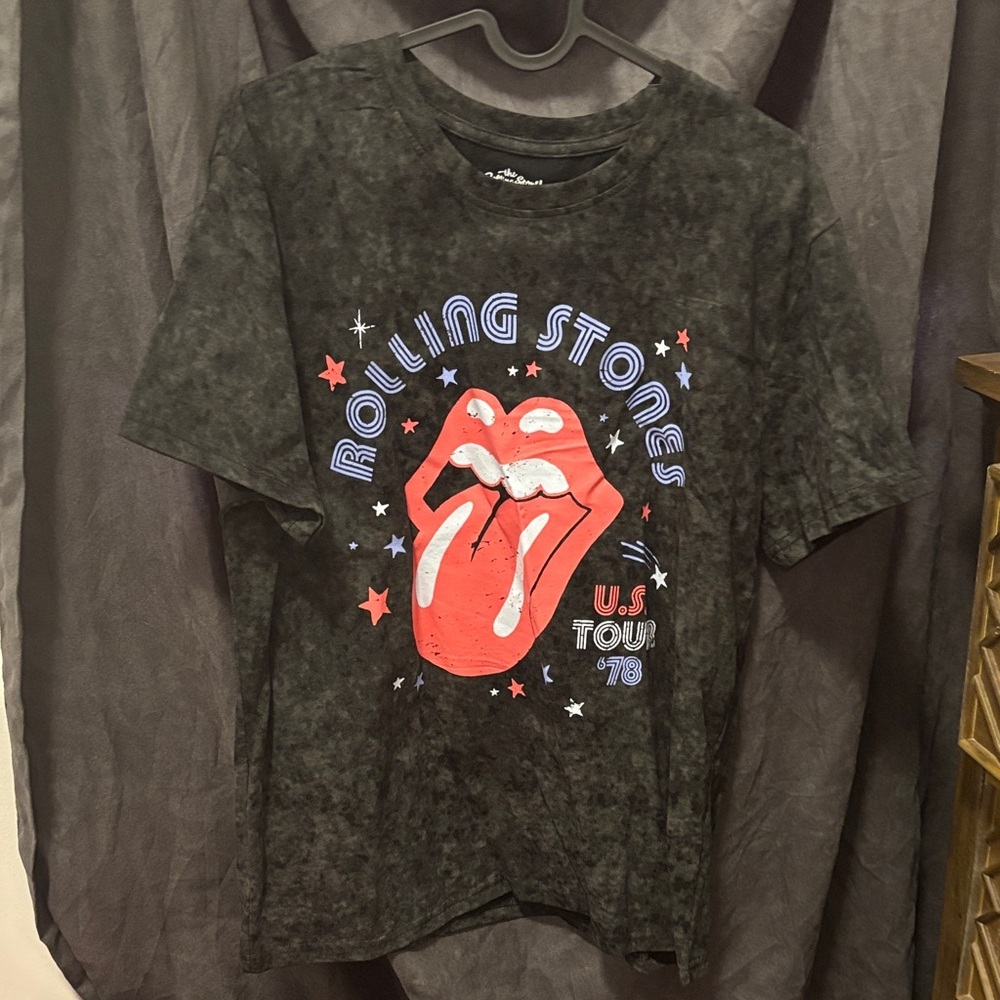 The Rolling Stones Vintage Black Tee  us Tour 78 with Red Graphic